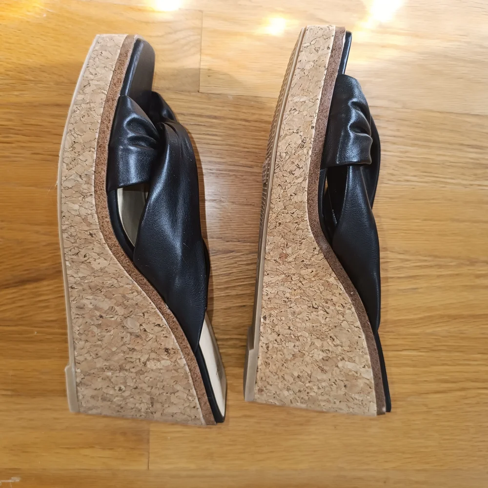 NEW Black Wedge Sandals - Picture 5 of 7